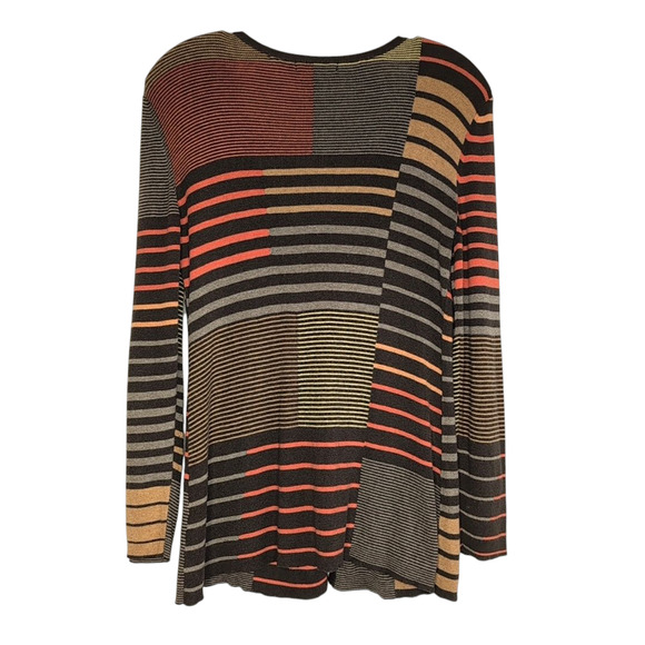 Nic + Zoe Cotton Blend Patchwork Striped Cardigan, size Petite Small - Picture 2 of 7